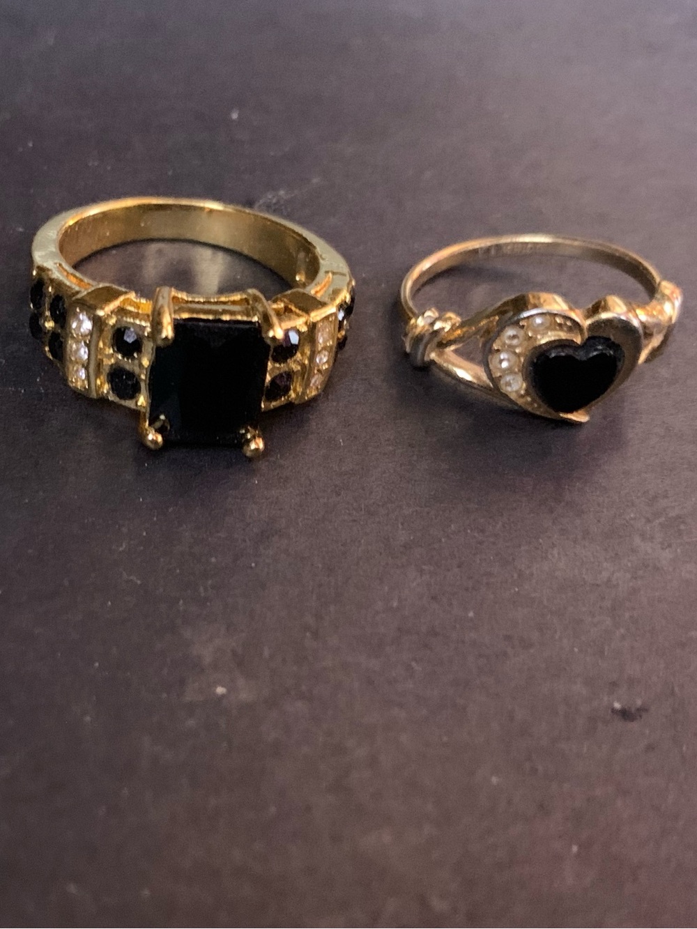 Gold-Tone Black Stone Ring Bundle